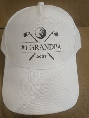 #1 Grandpa 2023 White Golf Cap